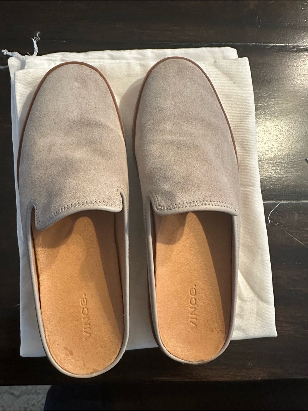 Vince Slip-On Suede Loafers in Light Gray. Size 8.5. Good condition.